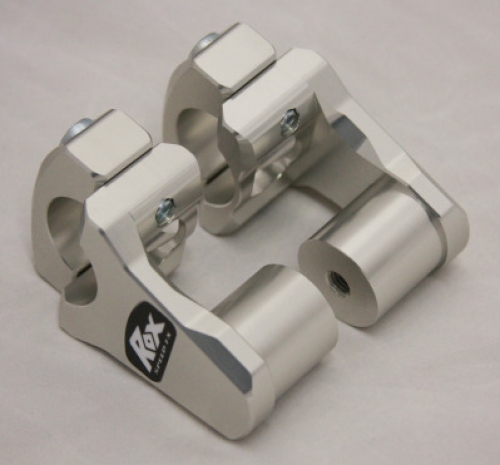 Rox Clear Anodized 2" Rise x 1 1/8" Stem Clamp x 1 1/8" Handlebar Pivoting Risers - 1R-P2PPA
