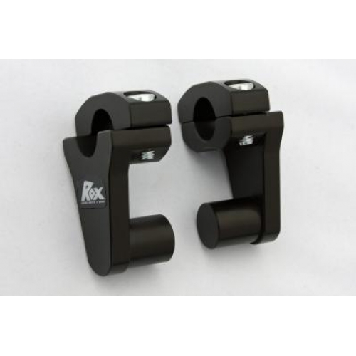 Rox Black Anodized 2" Rise x 7/8" Stem Clamp x 7/8" Handlebar Pivoting Risers - 1R-P2SS