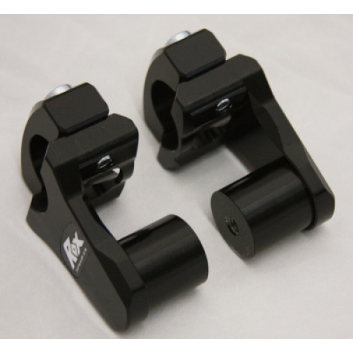 Rox Black Anodized 2" Rise x 1 1/8" Stem Clamp x 1 1/8" Handlebar Pivoting Risers - 1R-P2PPK