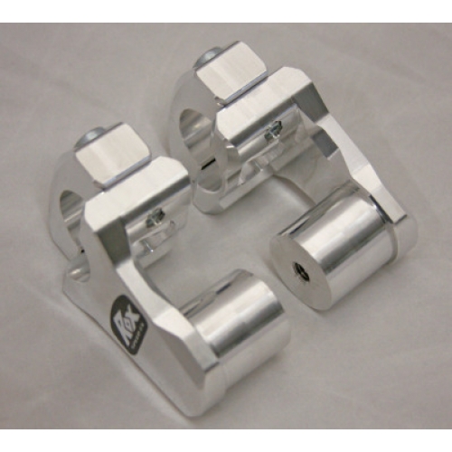 Rox Machine Finished 2" Rise x 1 1/8" Stem Clamp x 1 1/8" Handlebar Pivoting Risers - 1R-P2PP
