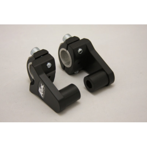 Rox Elite Black Anodized 2" Rise x 7/8" stem clamp x 7/8" and/or 1-1/8" Handlebar Pivoting Risers - 1R-P2SE